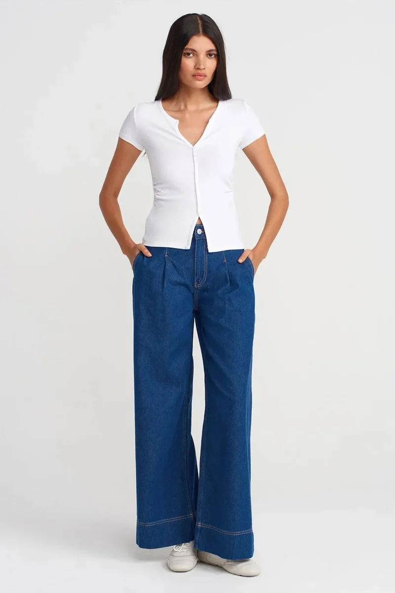 DILVIN High-Waist Wide-Leg Cotton Denim Jeans