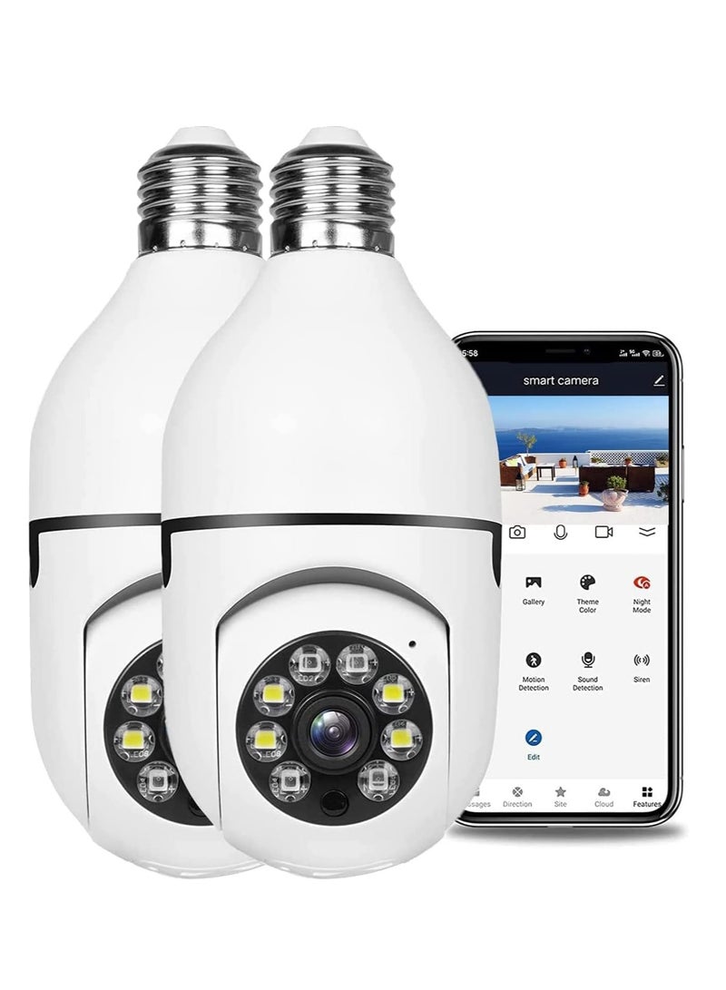 Generic 2 Pack Wireless Light Bulb Camera, 360°Panoramic Security Camera, 2.4GHz WiFi Smart 1080P Outdoor Surveillance Camera,(HEAVY DUTY) - Image 1