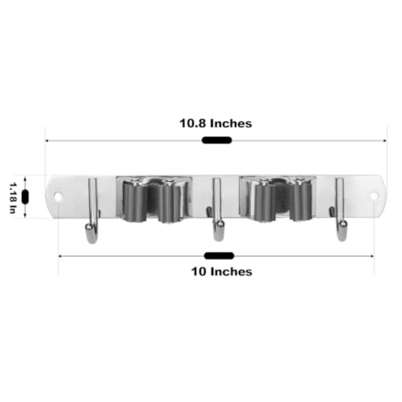 2 Racks and 3 Hooks Mop and Broom Holder Wall Mount, Self Adhesive Heavy Duty Broom Organizer Storage Tool Racks for Kitchen Garden Laundry Garage - Image 4