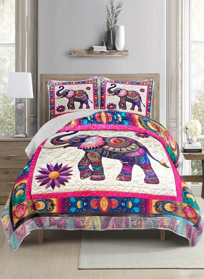 Tuzaovy Mandala Elephant Quilt Bedding Set Queen Size for Kid Teen Room Decor,Bohemian Vintage Bedspread Sets Bedding Queen Size,Bohemian Elephant Bed Cover for Boys and Girls Bedroom Decor - Image 5