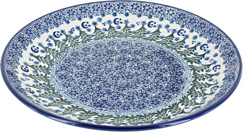 Blue Rose Polish Pottery Evergreen Magic Dinner Plate