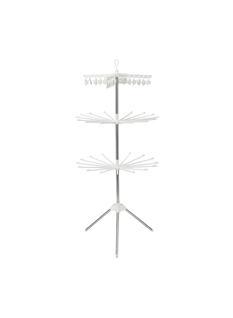 3 Tier Foldable Clothes Drying Rack Socks Drying Shelf Umbrella Shaped Towel Hanger - Blue - Image 4