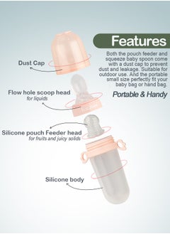BAYBEE Baybee 2 in 1 Silicone Baby Food Feeder with Soft Spoon, Fruits Feeder With Pacifier Nibbler for Baby Chewing Teething Toy | Food Grade Silicone Squeeze Feeder Food Feeder for Baby Toddlers Pink  - Image 4