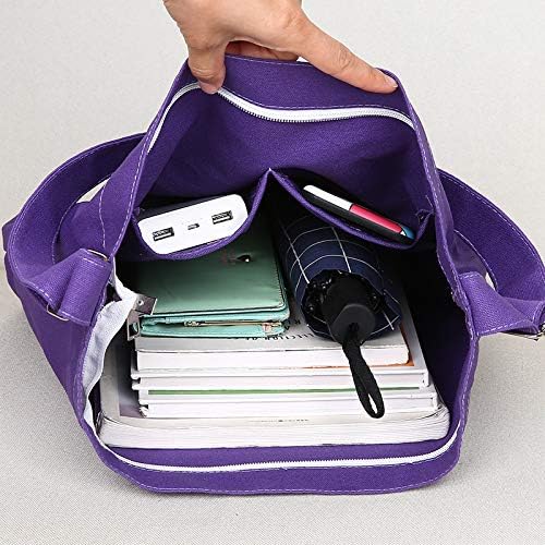 Covelin Women's Retro Large Size Canvas Shoulder Bag Hobo Crossbody Handbag Casual Tote Purple - Image 2