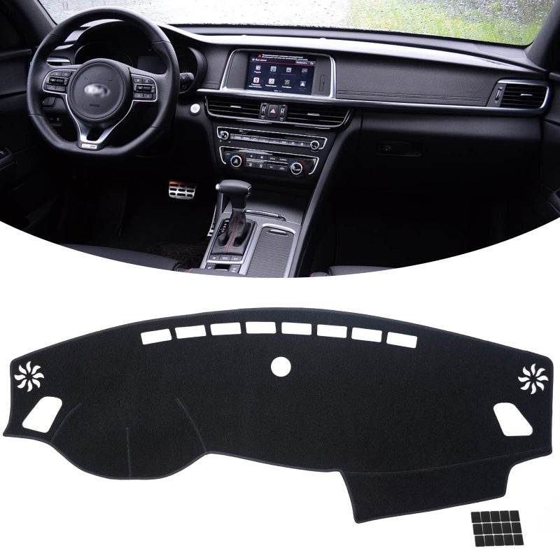 KEYOOG Dashboard Cover Dash Mat Fit for Kia Optima K5 20202017 Cover Extended EditionWo HUD ModelsCar Dash Board Mat AntiGlare CarpetNonSlip Pad Sunshield Protector Black