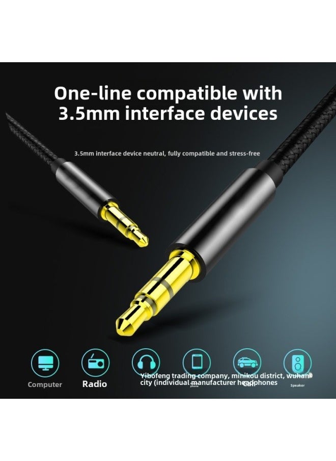 Generic - 3.5mm Audio Line Male-to-male Mobile Phone Live Broadcast Sound Card Connection Line Internal Recording Line 3 Double-headed Karaoke Partners-Color:2 Pack/ 1.5m / Smart Black  Aux Extension Cable - Image 1