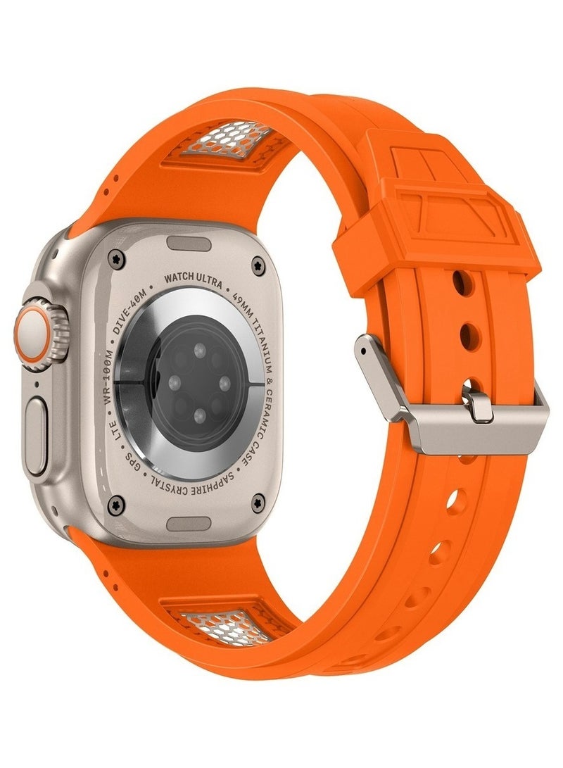 Luxury Sport Durable Rugged Watch Band Designed for Apple Watch Ultra 1/2 49mm 46mm 45mm 44mm 42mm, Soft Silicone Strap with Mesh TPU and Stainless Steel Buckle for iwatch Series 10 9 8 7 6 5 4 3 2 1 SE - Image 3