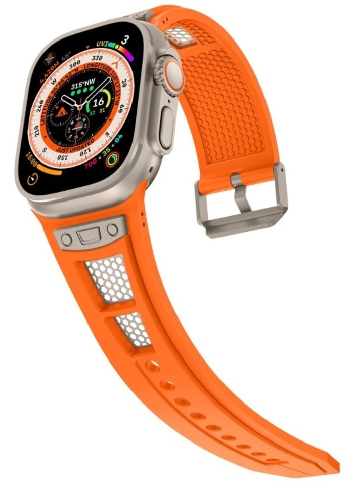 Luxury Sport Durable Rugged Watch Band Designed for Apple Watch Ultra 1/2/3 49mm 46mm 45mm 44mm 42mm, Soft Silicone Strap with Mesh TPU and Stainless Steel Buckle for iwatch Series 11 10 9 8 7 6 5 4 3 2 1 SE