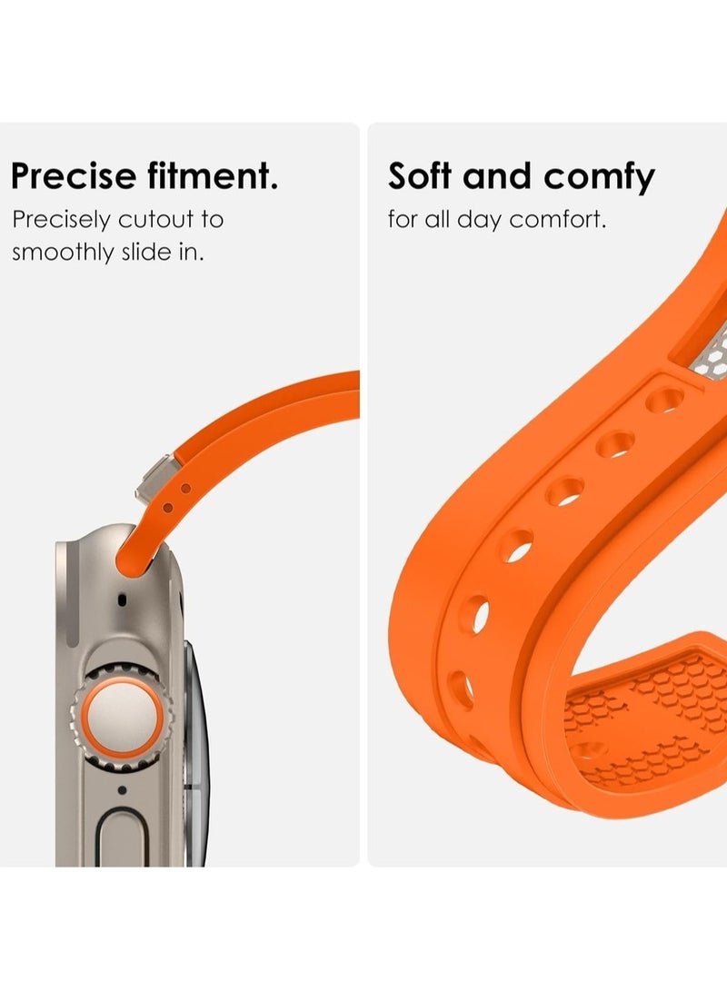 Luxury Sport Durable Rugged Watch Band Designed for Apple Watch Ultra 1/2 49mm 46mm 45mm 44mm 42mm, Soft Silicone Strap with Mesh TPU and Stainless Steel Buckle for iwatch Series 10 9 8 7 6 5 4 3 2 1 SE - Image 5