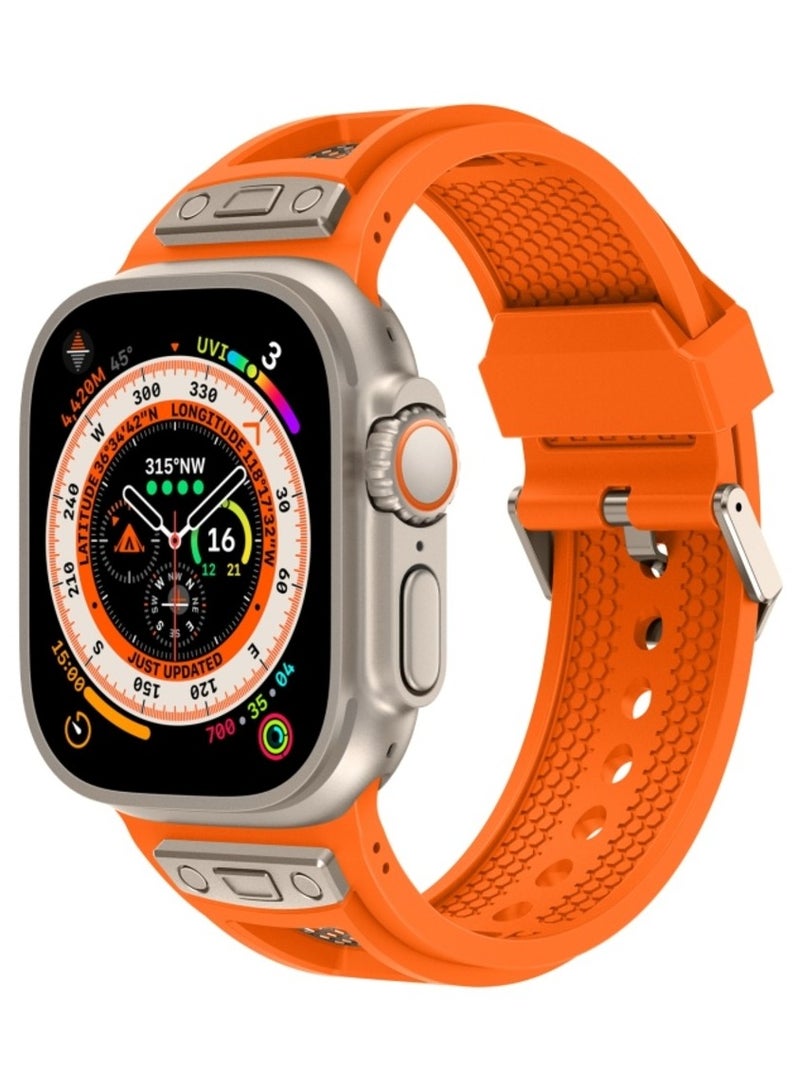 Luxury Sport Durable Rugged Watch Band Designed for Apple Watch Ultra 1/2 49mm 46mm 45mm 44mm 42mm, Soft Silicone Strap with Mesh TPU and Stainless Steel Buckle for iwatch Series 10 9 8 7 6 5 4 3 2 1 SE - Image 2