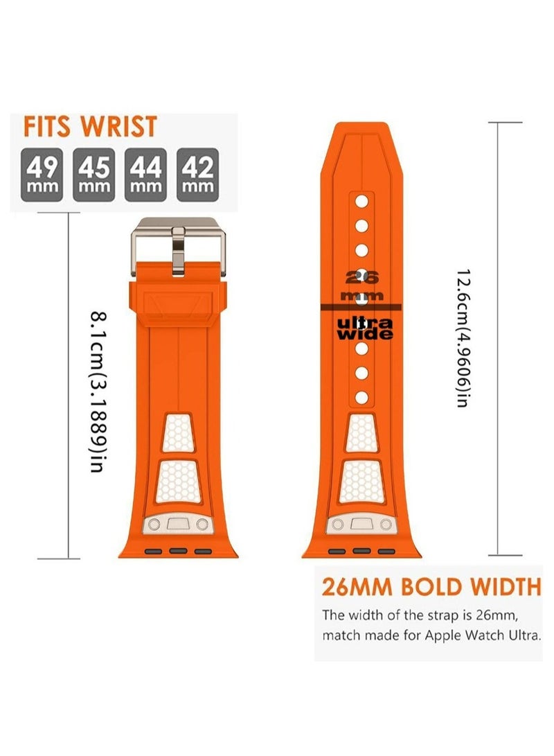 Luxury Sport Durable Rugged Watch Band Designed for Apple Watch Ultra 1/2 49mm 46mm 45mm 44mm 42mm, Soft Silicone Strap with Mesh TPU and Stainless Steel Buckle for iwatch Series 10 9 8 7 6 5 4 3 2 1 SE - Image 4