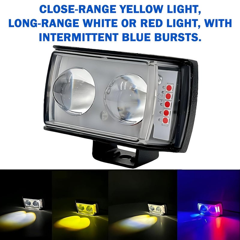 Pivalo مصباح ضباب Pivalo 45W 12-24 فولت LED بقوة شعاع بؤري مع مفتاح مقود عالي السطوع عالمي صغير مزدوج العدسة لجميع الدراجات النارية والدراجات والسيارات (عبوة من 2، متعددة الألوان) - Image 4