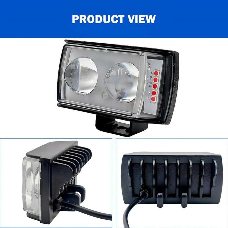 Pivalo مصباح ضباب Pivalo 45W 12-24 فولت LED بقوة شعاع بؤري مع مفتاح مقود عالي السطوع عالمي صغير مزدوج العدسة لجميع الدراجات النارية والدراجات والسيارات (عبوة من 2، متعددة الألوان) - Image 2