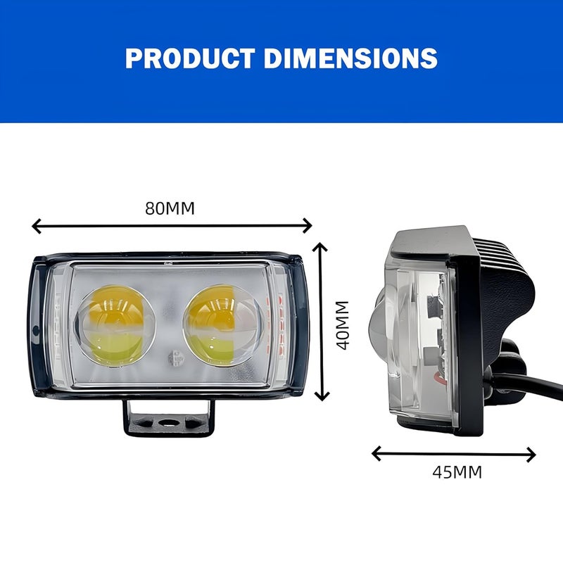 Pivalo مصباح ضباب Pivalo 45W 12-24 فولت LED بقوة شعاع بؤري مع مفتاح مقود عالي السطوع عالمي صغير مزدوج العدسة لجميع الدراجات النارية والدراجات والسيارات (عبوة من 2، متعددة الألوان) - Image 3