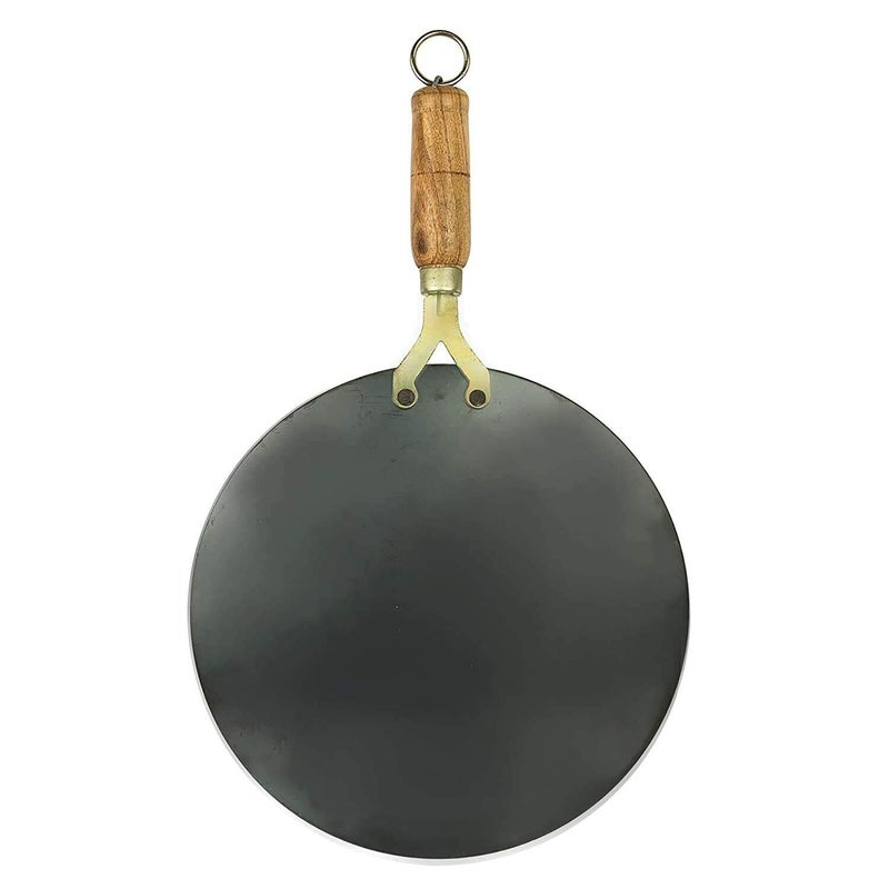 Epraiser Original Premium Handmade Loha Iron Lokhand Roti Chapati Tawa with Polished Wooden Handle Size 11 Inches - Image 3