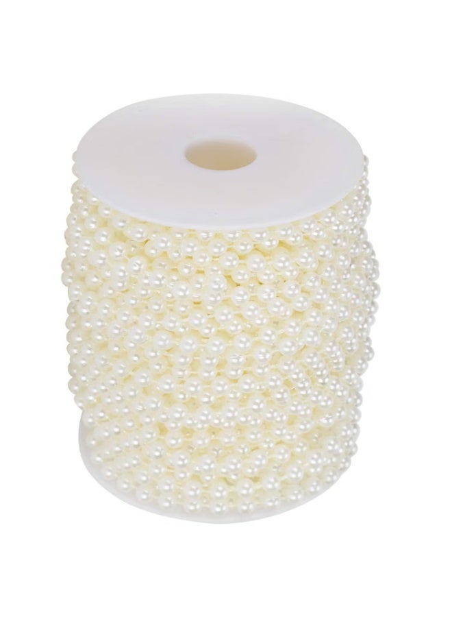 OMEVE Craft String Pearls 6MM Pearl Bead, 12M White Faux Pearl Garland Spool Roll Strand Wedding Party Decoration - Image 2