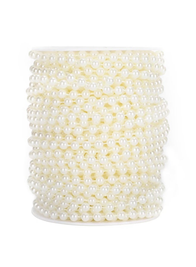 OMEVE Craft String Pearls 6MM Pearl Bead, 12M White Faux Pearl Garland Spool Roll Strand Wedding Party Decoration - Image 3