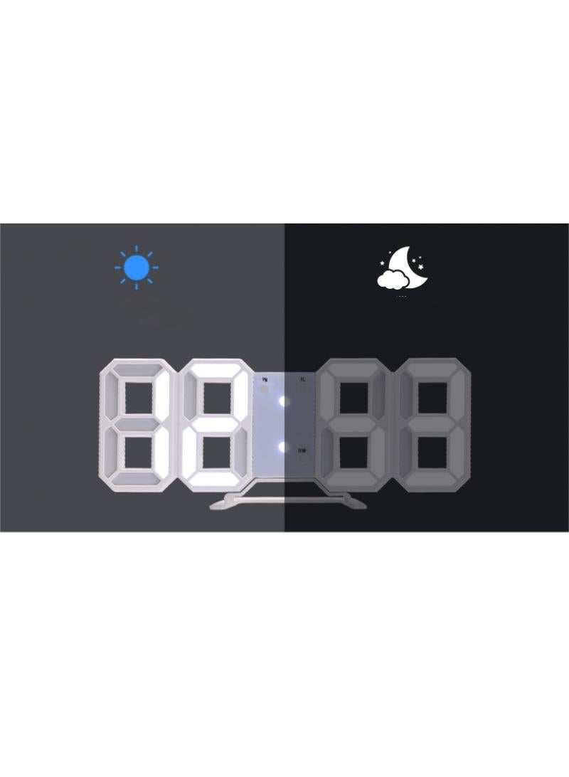 3D Remote Control Digital Led Alarm Clock Intelligent 3D Clock Led Digital Alarm Clock Electronic Clock Living Room Wall Mounted Clock Indoor Temperature Clock - Image 4