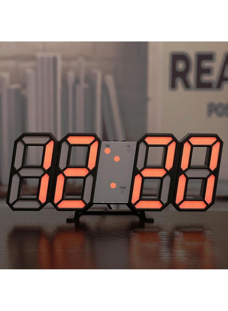 3D Remote Control Digital Led Alarm Clock Intelligent 3D Clock Led Digital Alarm Clock Electronic Clock Living Room Wall Mounted Clock Indoor Temperature Clock - Image 2