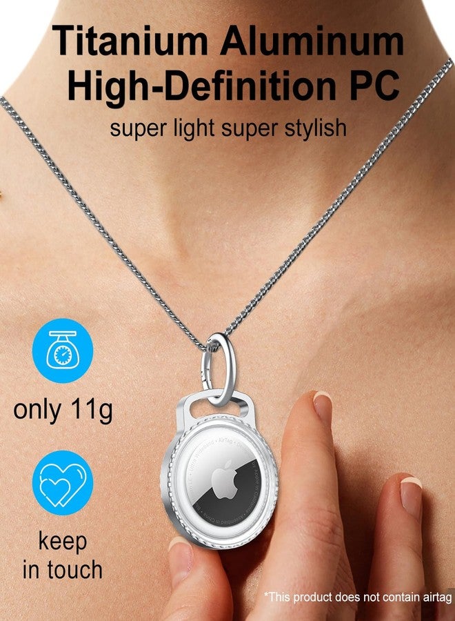 SCALLOP Air tag Neck lace, Titanium Aluminum Metal Air tag Neck lace,Adjustable 75cm Alloy Chain,Waterproof Hard Light Transparent PC for Apple Air tag - Image 3