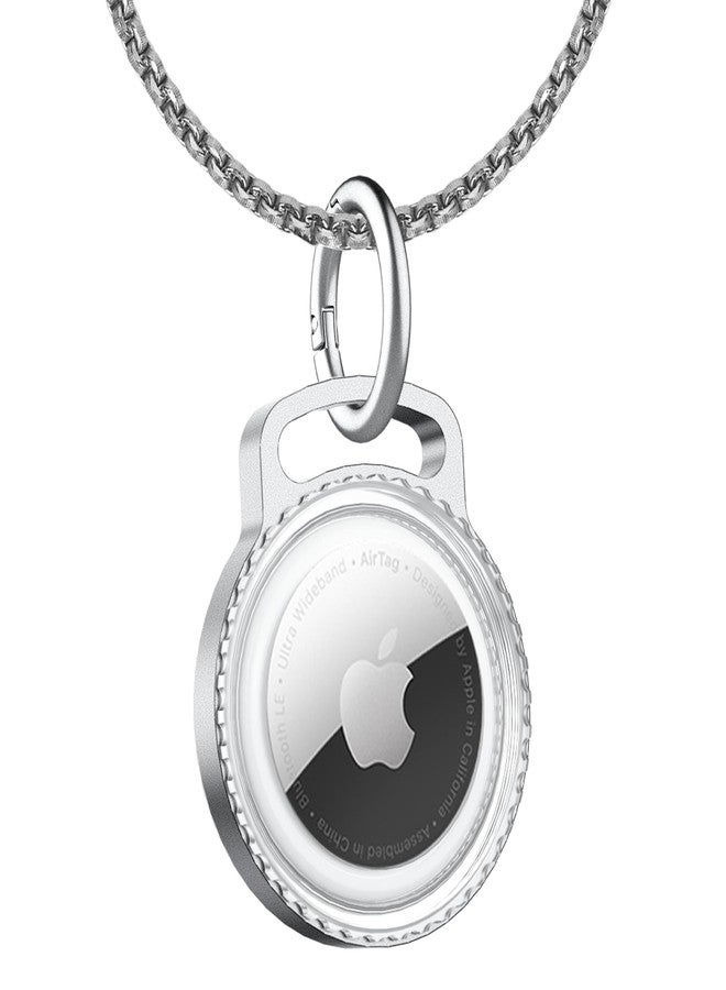 SCALLOP Air tag Neck lace, Titanium Aluminum Metal Air tag Neck lace,Adjustable 75cm Alloy Chain,Waterproof Hard Light Transparent PC for Apple Air tag - Image 1