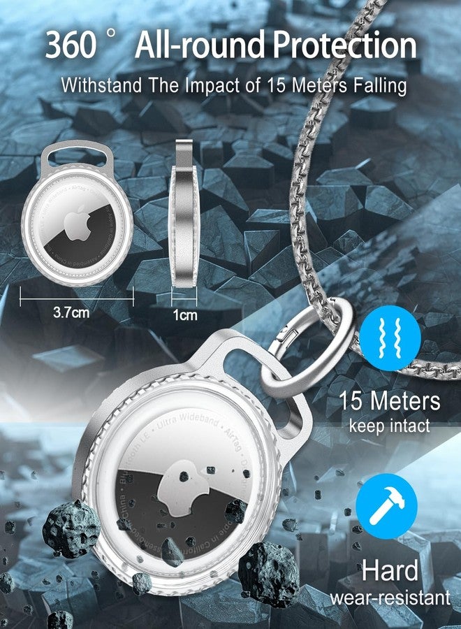 SCALLOP Air tag Neck lace, Titanium Aluminum Metal Air tag Neck lace,Adjustable 75cm Alloy Chain,Waterproof Hard Light Transparent PC for Apple Air tag - Image 5