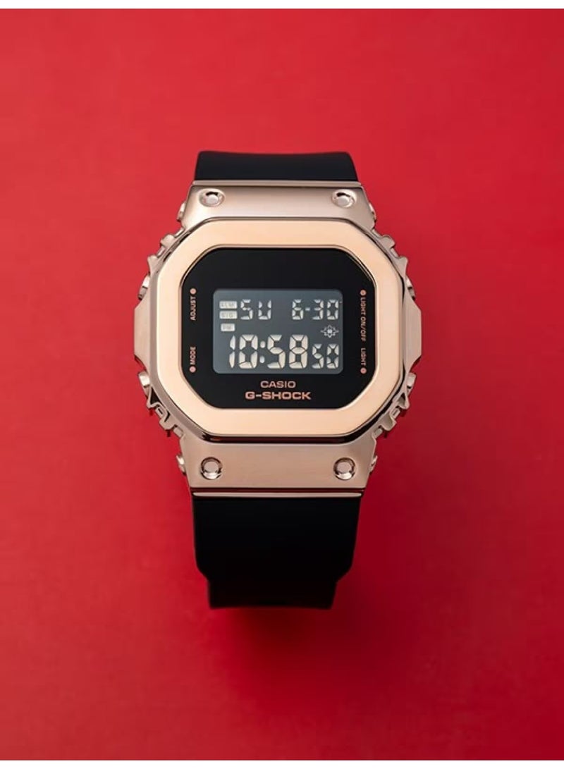G-SHOCK Digital Watch GM-S5600PG-1DR, 43.8 mm Black Dial, Resin Strap with Rose-Gold Ion-Plated Stainless Steel Bezel, 200M WR - Image 1