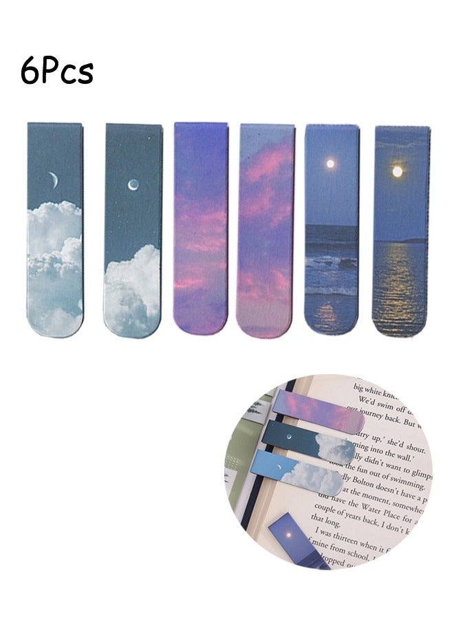 6 Pcs Magnetism Bookmarks Marker Clip Magnetic Page Clip for Students Teachers Fun Book Marks Landscape Minimalist Art Reading Students Teachers Reading School Supplies Office Supplies Festival Gifts - Image 1