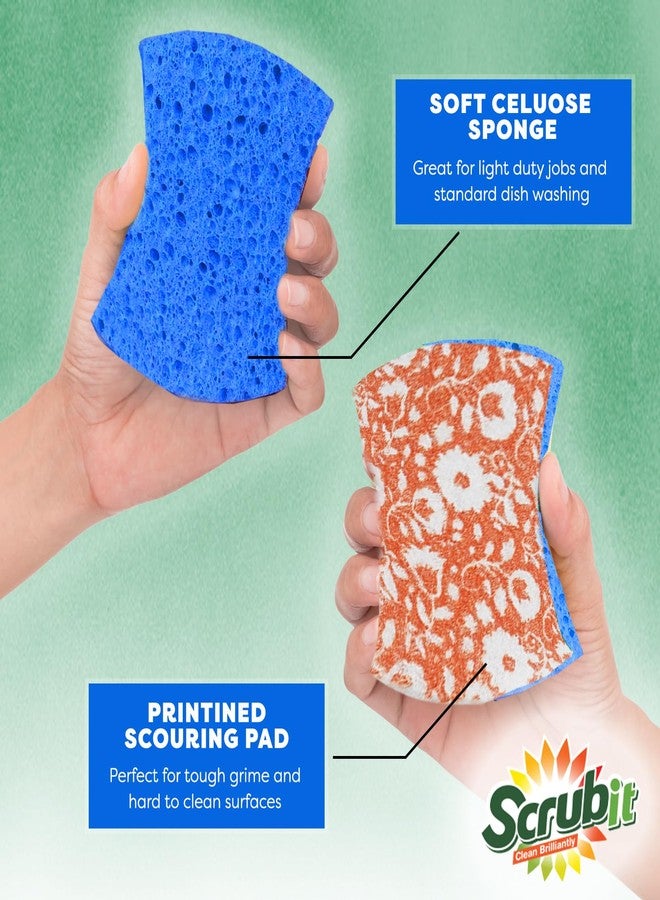 SCRUBIT Non-Scratch Cellulose Scrub Sponge - Soft and Easy Grip - Kitchen Sponges for Cleaning - 16-Pack Dual Sided Scrubby Sponges for Pots, Pans, Kitchen, and More - Image 2