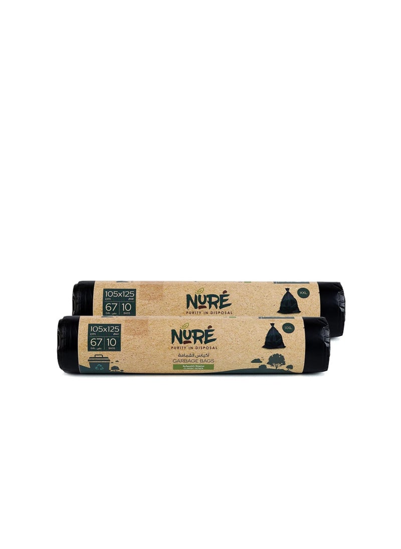 Nure Nure- Bio-Degradable Purity In Disposal Garbage Bag,67 Gallons, 10 Pcs, 105cmx125cm,Pack of 2  - Image 1
