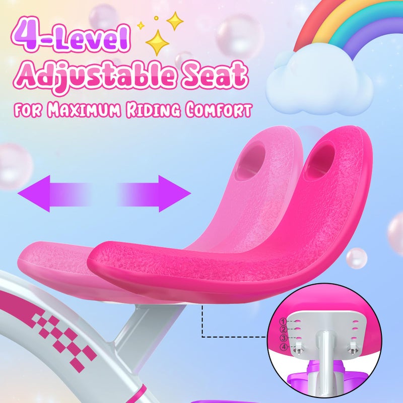 Kkdi Toddler Tricycle for 1-3 3-5 Year Olds, 2 3 4 5 Year Old Girl Birthday Gifts, Purple Toddler Baby Bike, 4-Level Adjustable Seat, 3 Color Light Wheels, 2 Baskets, Outdoor Riding Toys for Ages 2-4 - Image 4