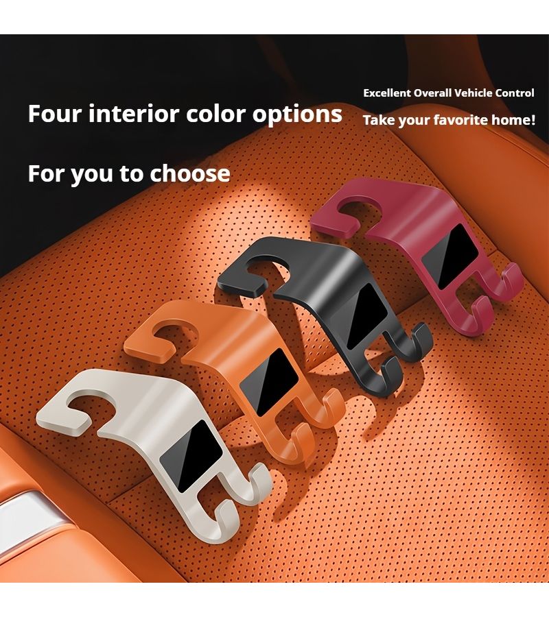Black 2pcs Car Seat Headrest Hooks Hidden Organizer Hanger Universal - Image 4
