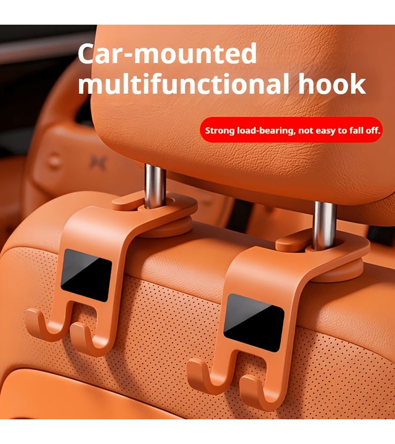 Black 2pcs Car Seat Headrest Hooks Hidden Organizer Hanger Universal - Image 1