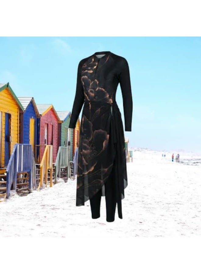 Women's Lycra Burkini Swimsuit 4 Pieces - Jumpsuit, Pocket, Swim Cover-Up and Turban in Flexible and Quick-Drying Material for Beach and Swimming Pools (WL15) - Image 3