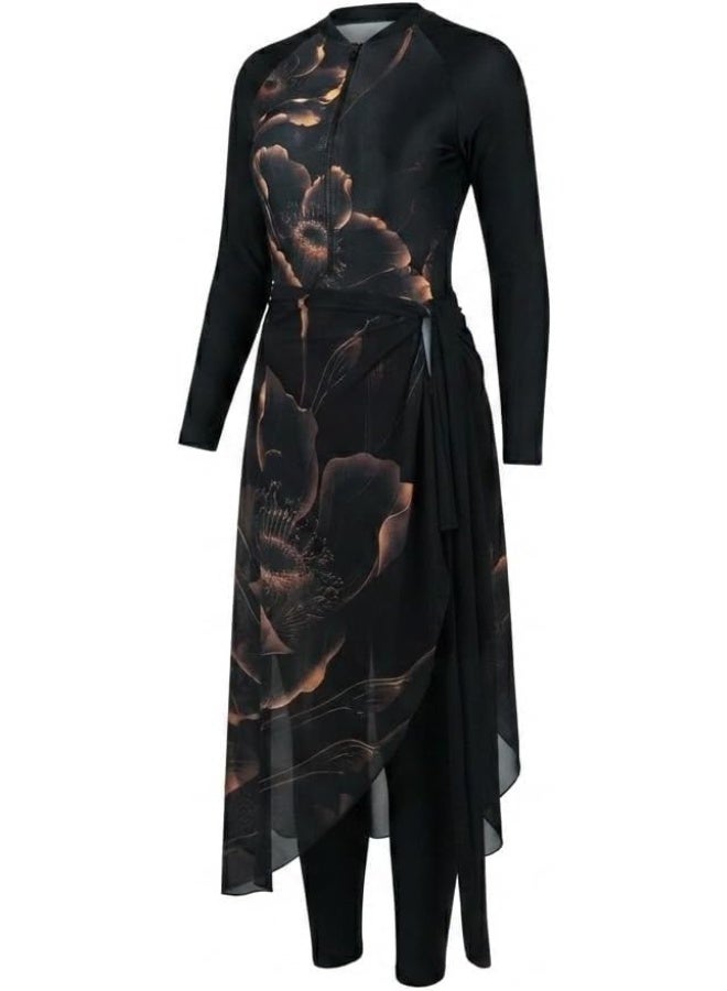 Women's Lycra Burkini Swimsuit 4 Pieces - Jumpsuit, Pocket, Swim Cover-Up and Turban in Flexible and Quick-Drying Material for Beach and Swimming Pools (WL15) - Image 1