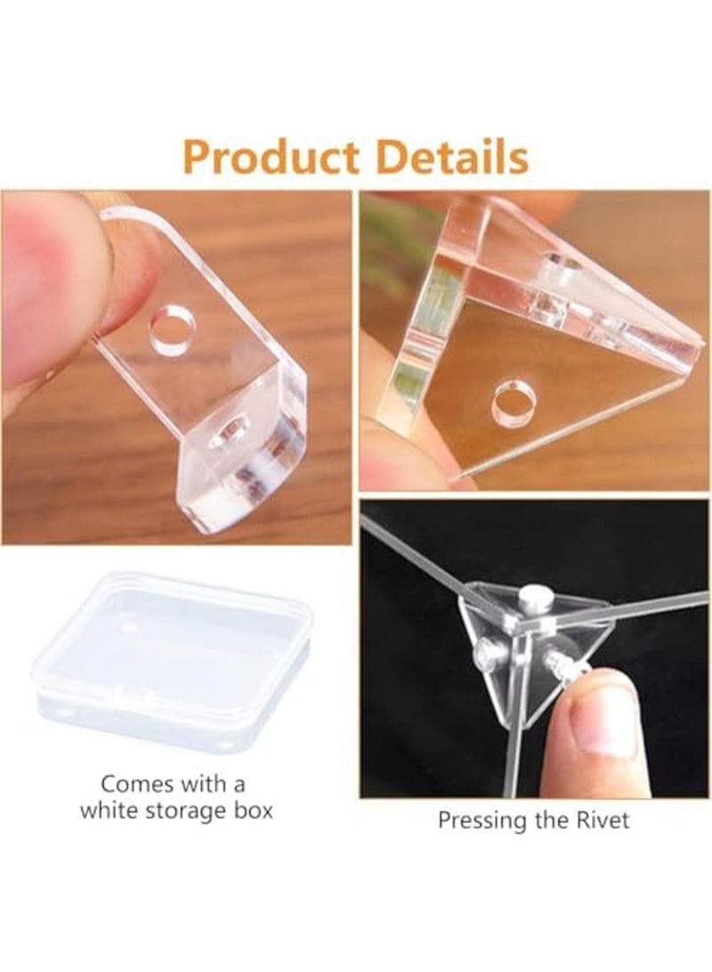 SYOSI Clear Acrylic Corner Brackets – 3-Hole Right Angle Joint & L-Shape Corner Braces, 90° Support Shelf Brackets for DIY Display Boxes, Craft Projects (20PCS,Transparent) - Image 3