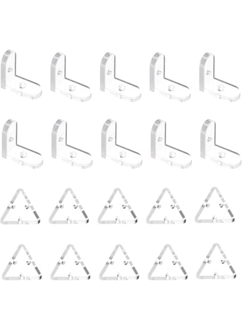 SYOSI Clear Acrylic Corner Brackets – 3-Hole Right Angle Joint & L-Shape Corner Braces, 90° Support Shelf Brackets for DIY Display Boxes, Craft Projects (20PCS,Transparent) - Image 1