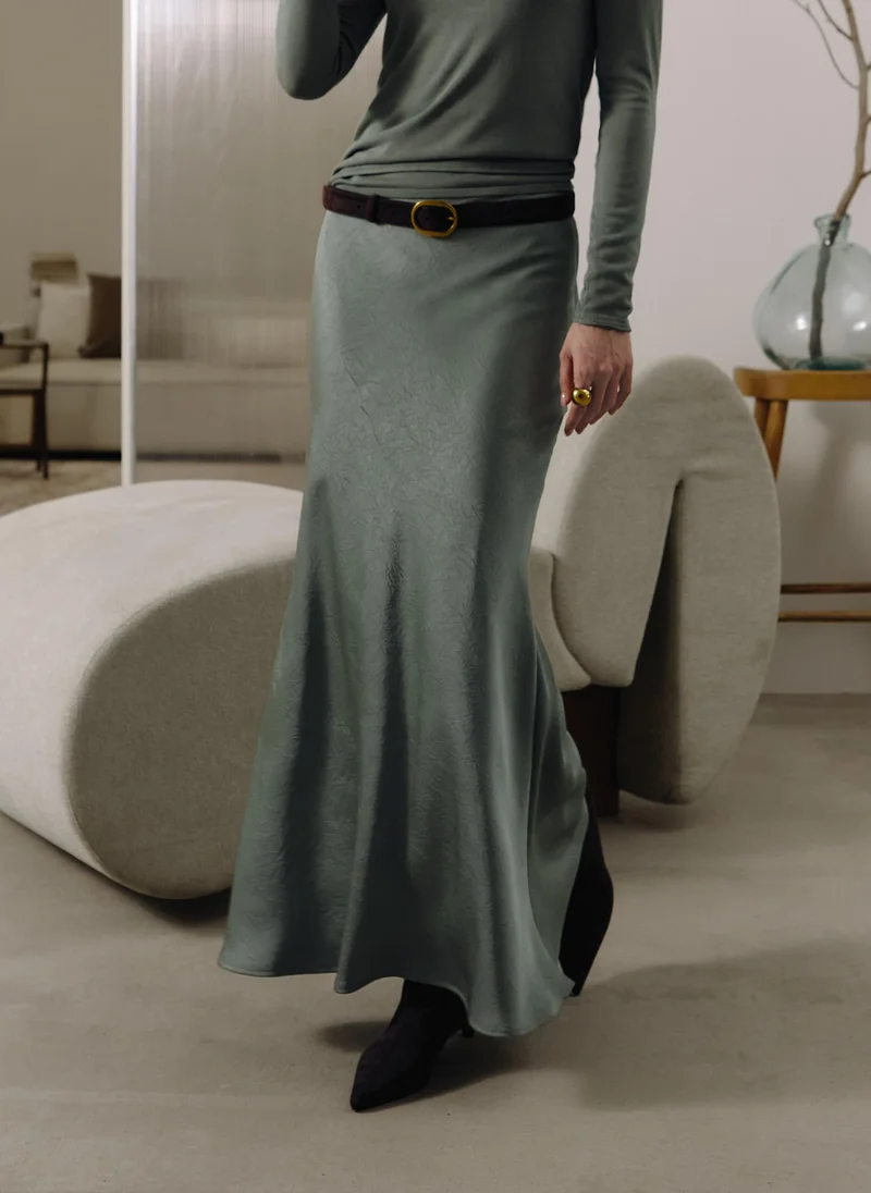Lichi Floor-length maxi skirt in textured fabric