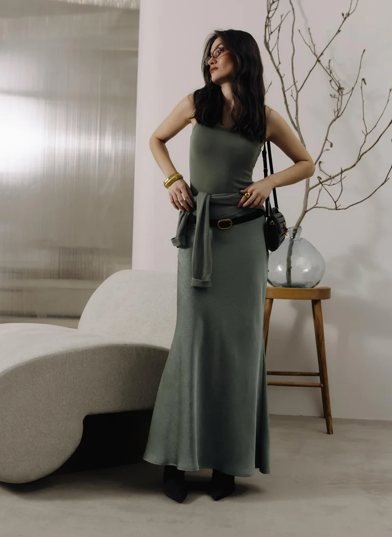 Lichi Floor-length maxi skirt in textured fabric