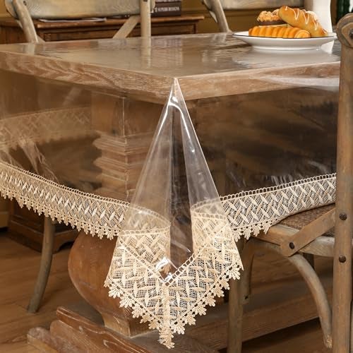 Walrus Clear Vinyl Tablecloth Protector WaterproofOilProof Plastic Square Transparent Sheet Table Cover 54X120 Inch