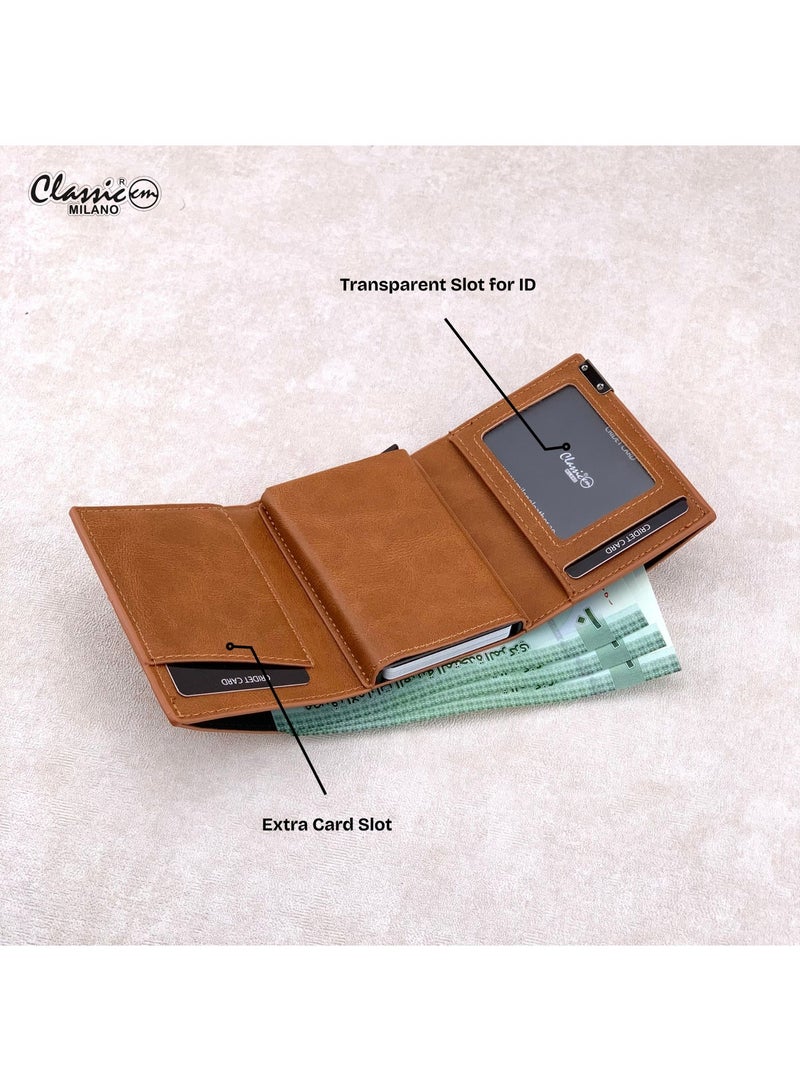 كلاسيك ميلانو محفظة كلاسيك ميلانو بحماية RFID للرجال والنساء - حامل بطاقات أوتوماتيكي بتصميم بوب أب - محفظة بطاقات آمنة ومدمجة للرجال - محفظة أنيقة للرجال والنساء - Image 4