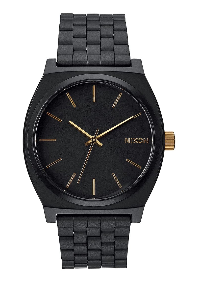 NIXON Time Teller A045 - Matte Black / Gold - 100m Water Resistant Men's Analog Fashion Watch (37mm Watch Face, 19.5mm-18mm Stainless Steel Band) - Image 1