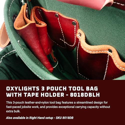 Occidental Leather OxyLights 3 Pouch Tool Bag with Tape Holder - Green, Left Hand - 10 Pockets & Tool Holders - Made in USA - Image 2