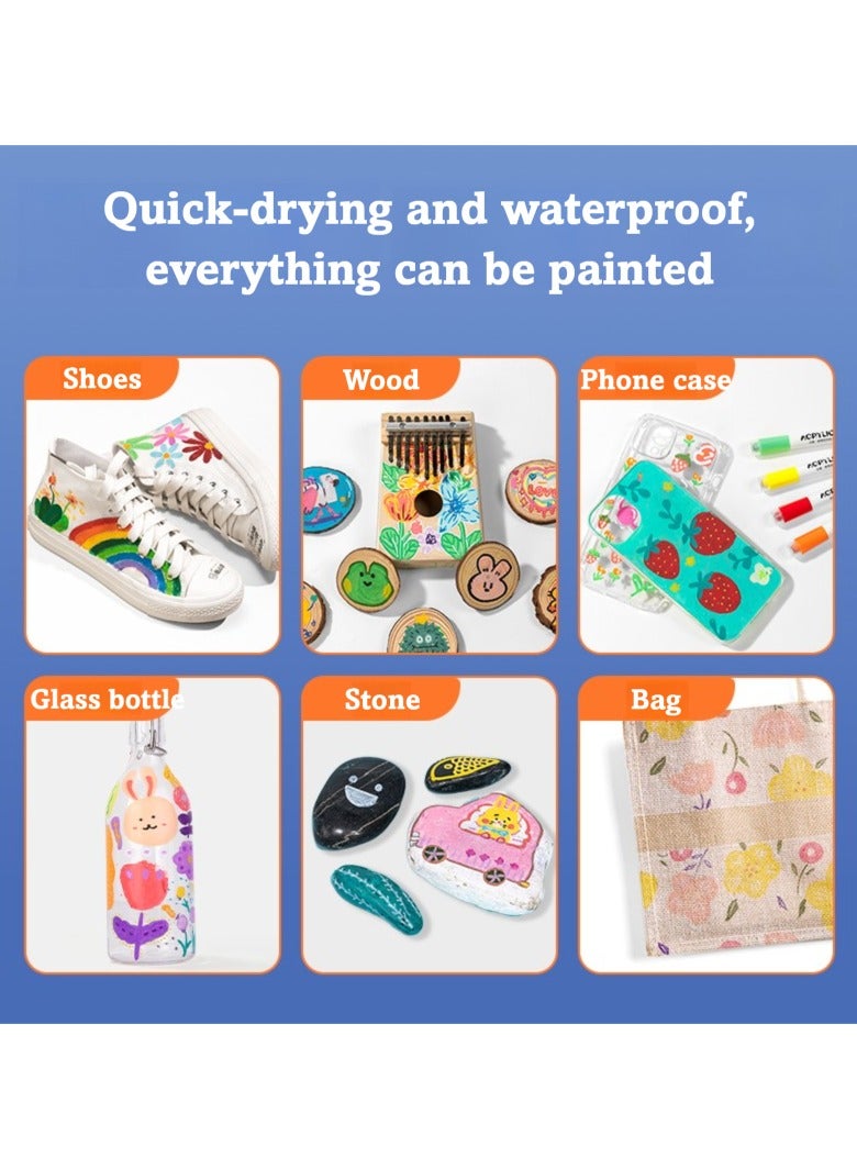 Deli Markers أكريليك معدني Deli HM114-A – 6 ألوان كلاسيكية، أسطوانة دائرية، طرف واحد (2mm)، جاف سريع ومقاوم للماء، مثالي للزجاج، المعدن، الخشب، الحجر والحرف اليدوية. - Image 3