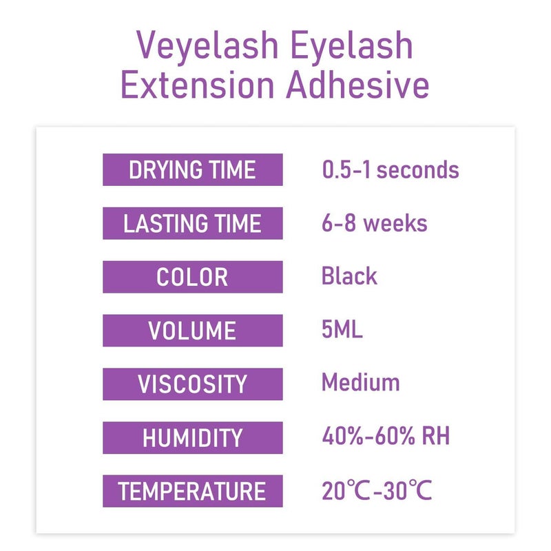 VEYES INC غراء تمديد الرموش من VEYES INC - جفاف من 0.5-1 ثانية (0.17 أونصة سائلة / 5 مل) / احتفاظ يصل إلى 8 أسابيع / لاصق أسود للاستخدام في الصالونات لمتخصصي الرموش - Image 3