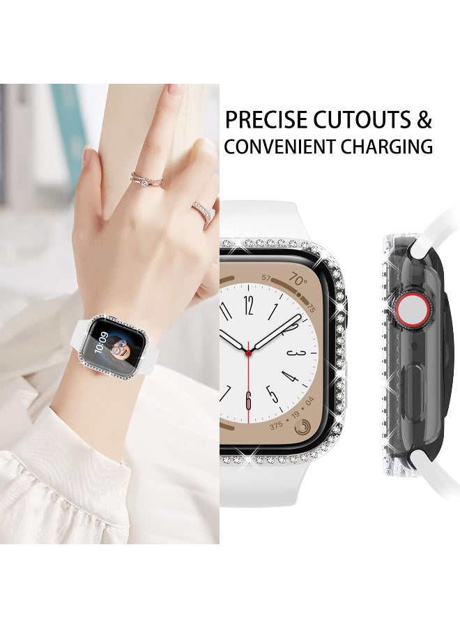 Compatible with Apple Watch Ultra 45mm Case, Shiny Diamond Protective PC Case, Sparkling Crystal Rhinestone Protective Cases for Women and Girls, Smartwatch Accessories Case (Black)  - Image 4