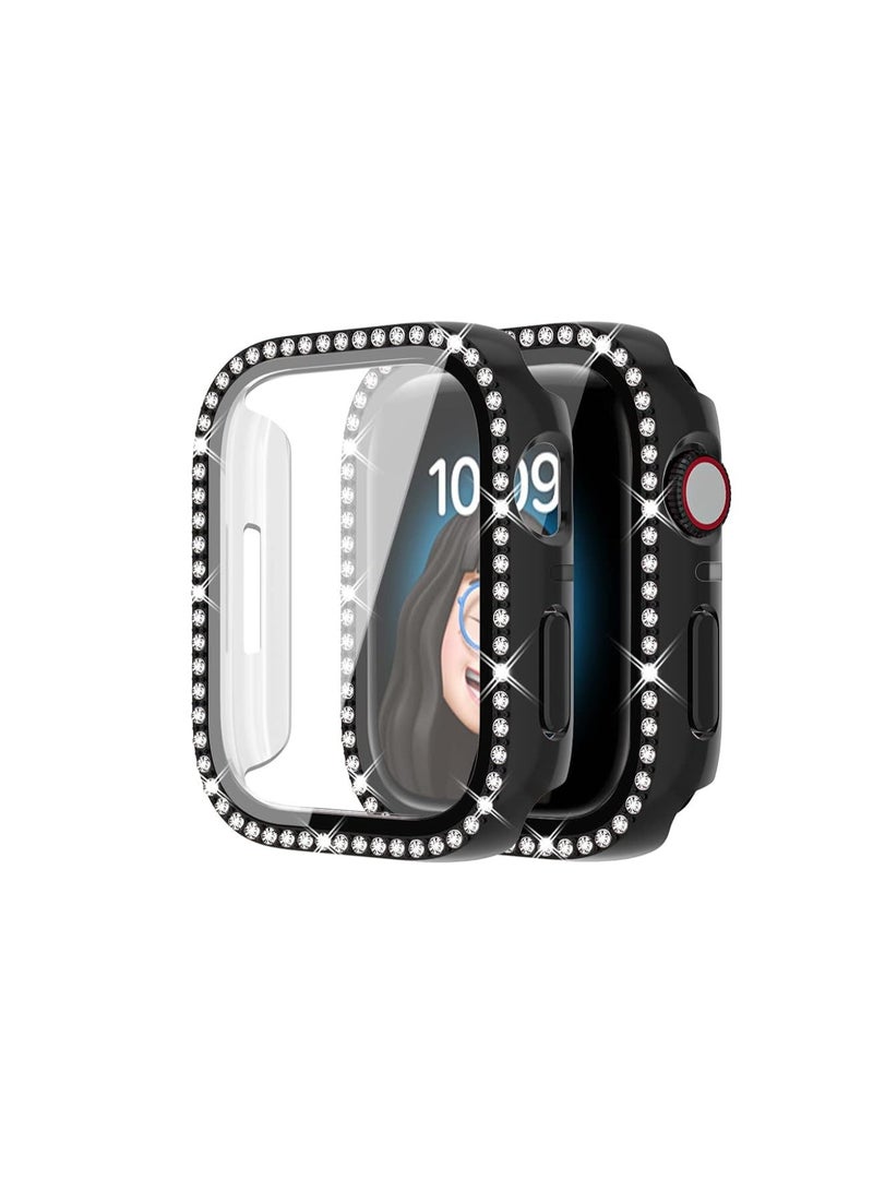 Compatible with Apple Watch Ultra 45mm Case, Shiny Diamond Protective PC Case, Sparkling Crystal Rhinestone Protective Cases for Women and Girls, Smartwatch Accessories Case (Black)  - Image 5