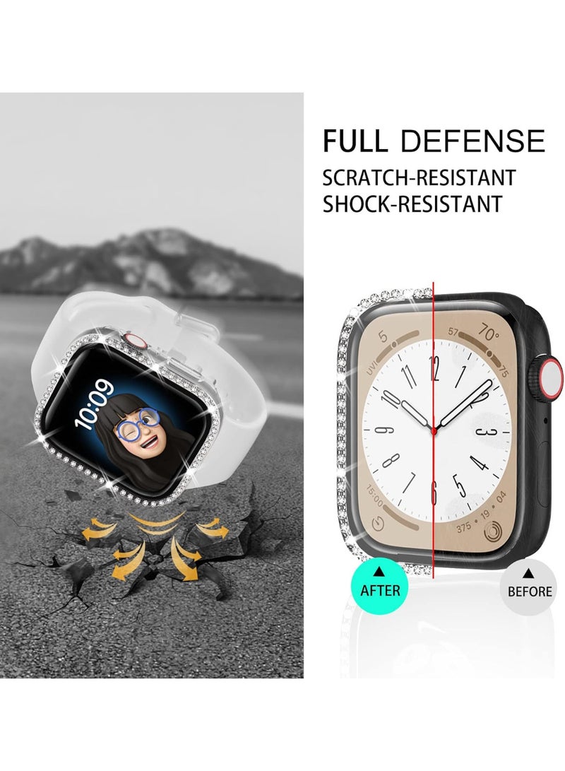 Compatible with Apple Watch Ultra 45mm Case, Shiny Diamond Protective PC Case, Sparkling Crystal Rhinestone Protective Cases for Women and Girls, Smartwatch Accessories Case (Black)  - Image 2