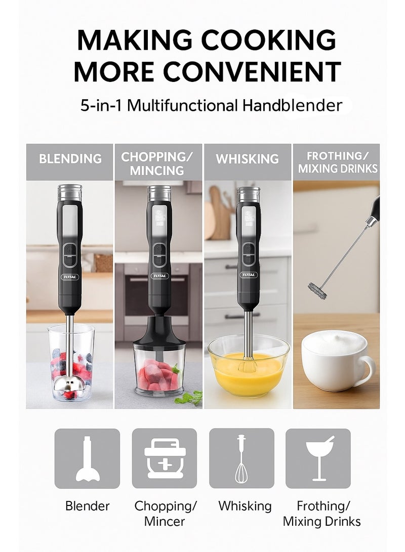 TOTAL 5-in-1 Cordless Rechargeable Immersion Hand Blender – Multi-Function Stick Mixer with Attachments for Blending, Whisking & Chopping - Image 4