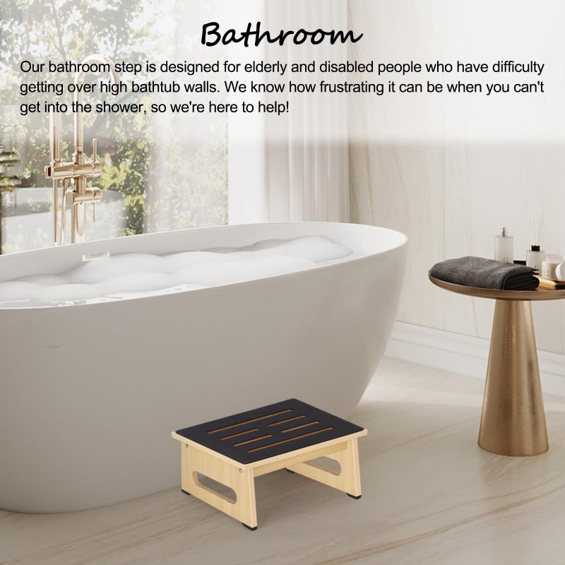 RayLove One Step Stool for Adults Seniors with Non-Slip Rubber Stepping Feet, Heavy Duty Platform Step Stools, 6.9 in Portable Bed Steps for High Beds for Bathroom, Bedroom, Kitchen & Kids Bedside Support - Image 3